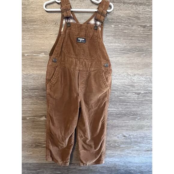OshKosh Overalls Kids Corduroy Sz 3t B’gosh Mustard Brown Bib Adjustable Toddler - Picture 1 of 8
